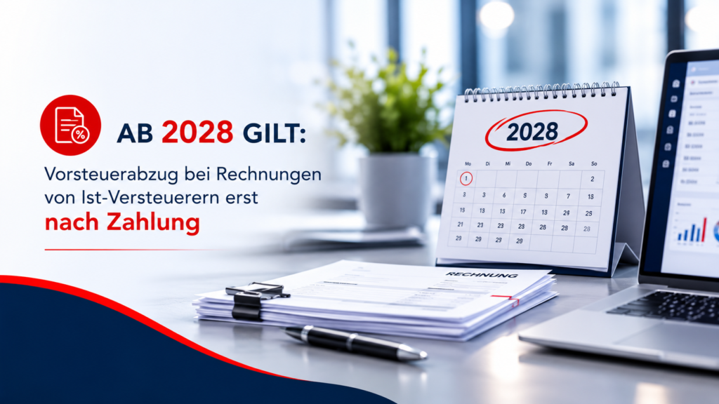 Ab 2028 gilt: Vorsteuerabzug bei Rechnungen von Ist-Versteuerern erst nach Zahlung